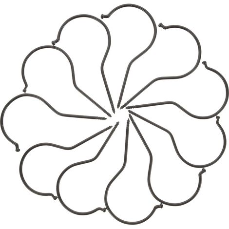 10 crochets muraux bois, fer/bois, noir, pour plantes, à visser (1/5)