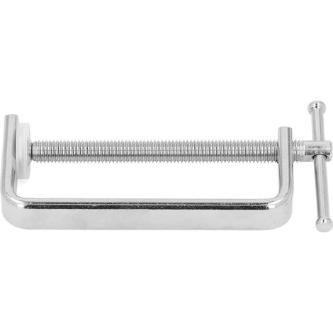C-Klemme, maximale Klemmkraft 10 cm, aus robustem Stahl, zur Befestigung von Holz- und Kunststoffplatten, mit Antirutschpad. (1/5)