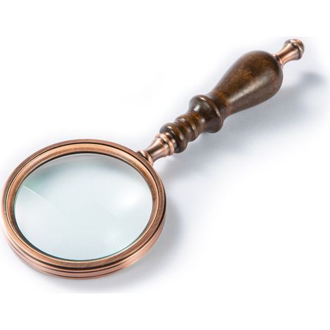 Lupa de 10 aumentos en cobre antiguo con mango de madera y cristal auténtico, la mejor lupa de lectura para personas mayores y personas con degeneración macular. (1/5)