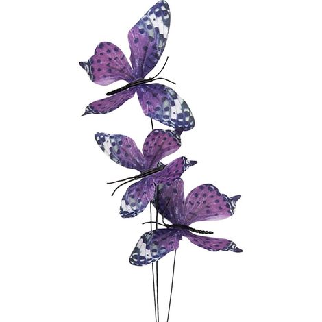 Branche décorative avec papillons violets en textile pour intérieur 10 x 10 x 65 cm - PANGIVO (1/2)