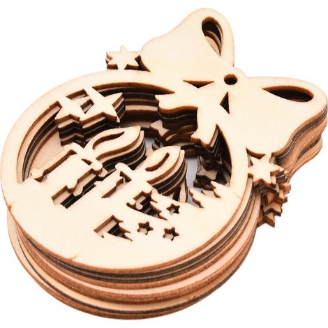 Lot de 40 ornements en bois artisanal pour sapin, suspensions décoratives découpées au laser, créations originales (réf. JM02052) (1/5)