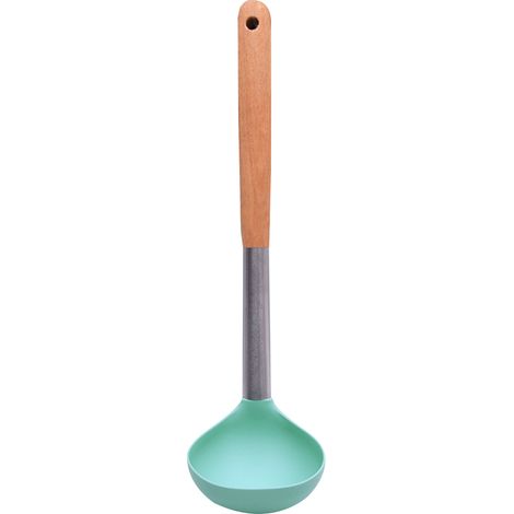 Ustensiles de cuisine en silicone avec manche en acier inoxydable, cuillère de cuisson antiadhésive, manche en bois, ustensiles de cuisine en silicone (1/5)