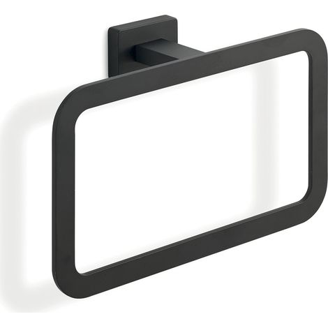 Portasalviette ad anello da muro in acciaio inox e Cromall 4470 Gedy serie ATENA Nero Opaco (1/2)