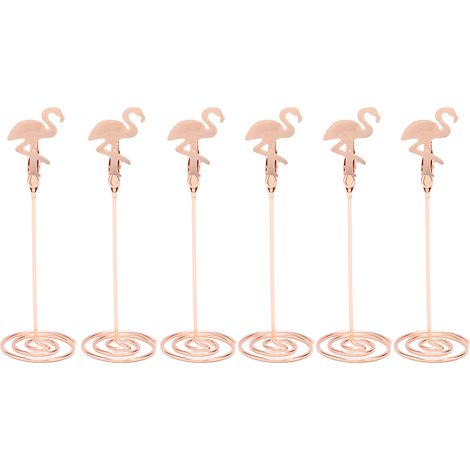 Lot de 24 porte-cartes de table en forme de flamant rose doré, résistants à la rouille, avec pinces robustes et porte-numéros de table (1/5)