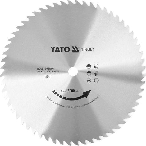 Lama per sega per legno senza carburo, 500x60tx32mm (1/2)