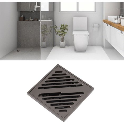 Bonde de sol en acier inoxydable extra-épais gris anthracite pour cuisine, salle de bain et balcon. (1/5)