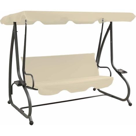 Balancelle de jardin Mobilier de jardin - avec auvent Blanc sable BV814722 - BonneVie (1/5)