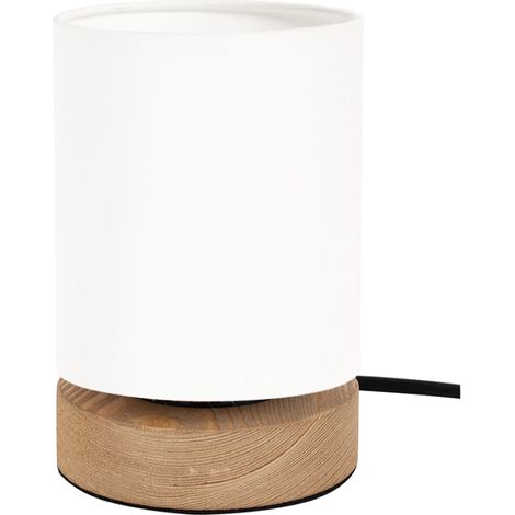 lampada da tavolo onli "kamo" legno e tessuto, e27 (1/4)