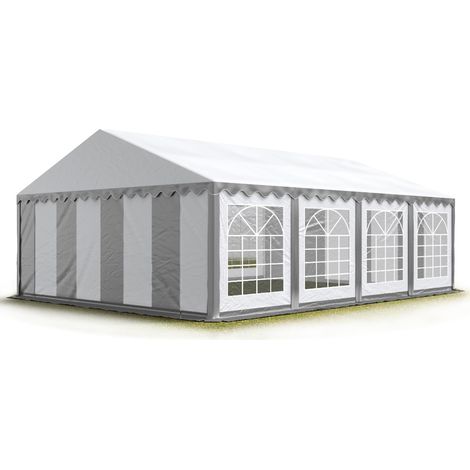 5x8m Tendone per Feste, Gazebo PVC 500, bianco-grigio