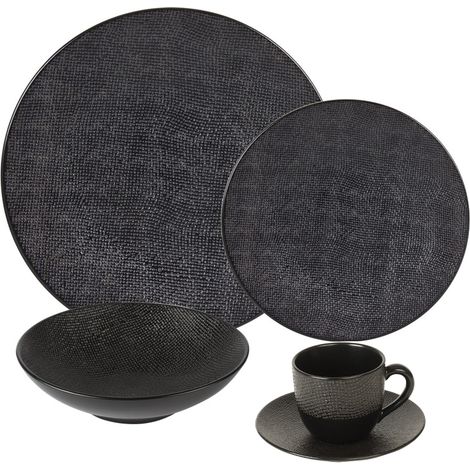 Table Passion - Service d'assiettes et ses tasses à thé avec soucoupe Vésuvio noir (1/2)