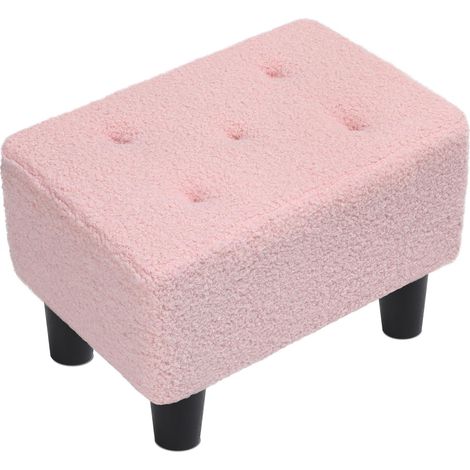 Tabouret Pouf pour Les Pieds, Repose - Pieds pour Petit canapé avec Pieds, Peluche imitée d'ours en Peluche, pour Le Salon, la Chambre à Coucher et Le Bureau, 36x25x26 cm, Rose Bonbon, ASND52P (1/5)