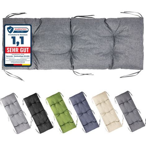 Garronda Coussin Exterieur Impermeable 140x50 cm pour Banc de Jardin Canapé Extérieur et Balancelle Coussins d'Assise Résistant UV pour Terrasse Balcon et Intérieur avec Cordons GD-0219 Gris