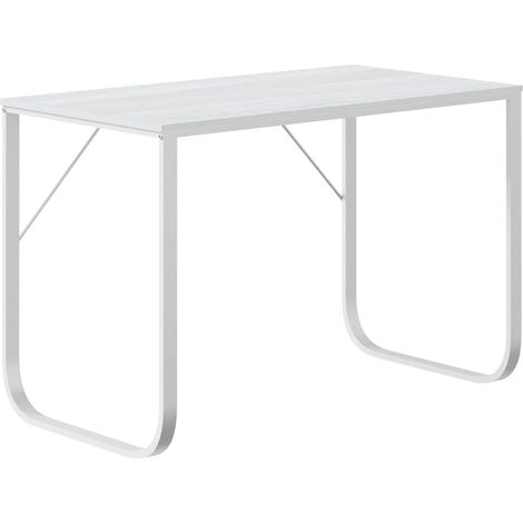 vidaXL Escritorio de ordenador madera de ingeniería blanco 110x60x73cm (1/2)