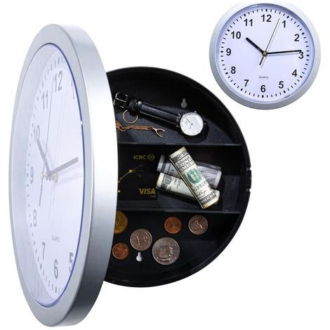 Coffre-fort dissimulé, horloge (argent) secrètement cachée pour objets de valeur (1/5)