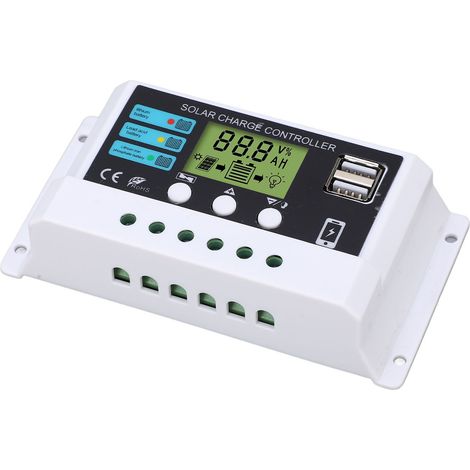 Régulateur de Charge Solaire 20Amp 12V/24V Automatique avec Affichage LCD et Sécurité Intégrée - Blanc (1/5)