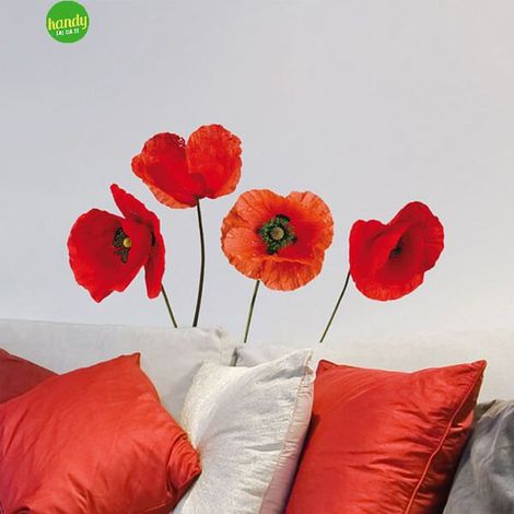 Sticker poppies Crearreda adesivo murale frasi famose natura geometrie fantasie 31x31 cm