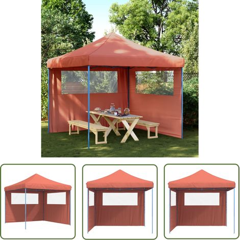 The Living Store Partyzelt Faltbar Pop-Up mit 2 Seitenteilen Terrakottarot - Outdoor-Pavillon - Gartenpavillon - Festzelt - Markise - Sonnenschutz (1/5)