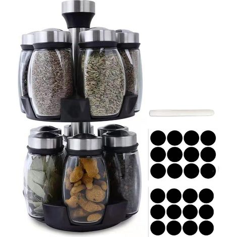 Organisateur D'étagères à épices Rotatives à 360 ° pour Armoires De Cuisine  avec 12 récipients en verre (1/5)