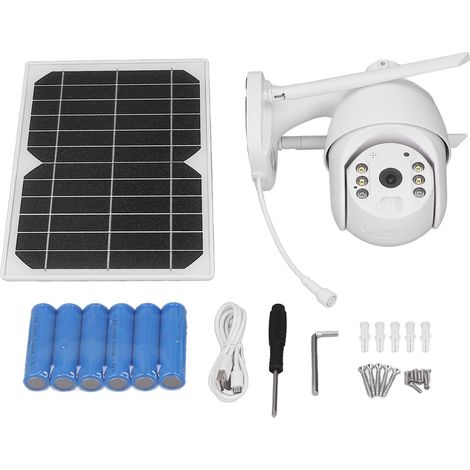 Caméra de Surveillance Solaire 2MP 1080P WiFi 2.4G Sans Fil, Vision Nocturne Couleur avec Projecteur, Audio Bidirectionnel, IP66 Étanche (1/5)