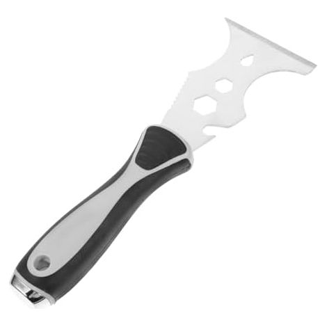 Racloir à gâteau en acier inoxydable 7,6 x 24 cm avec éponge, nettoyeur de carrelage, racloir à poussière, grattoir à peinture, outil de nettoyage de cuisine S (1/5)