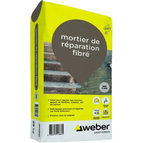 Weber Saint-Gobain Mortier de réparation fibré pour béton 25 kg