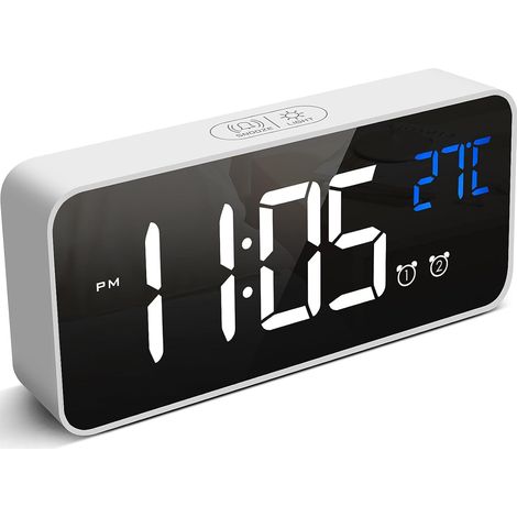 Digitaler LED-Wecker mit Temperaturanzeige, einstellbarer Helligkeit, Schlummerfunktion, Sprachsteuerung, 12-/24-Stunden-Format und USB-Anschluss (1/5)