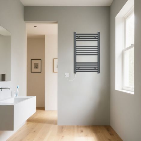 Anthracite Electric Straight Heated Towel Radiator 800x500mm (1/5)