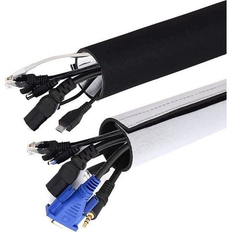 Câble Organisateur, 3Meter Néoprène Câble pour Ranger ou Cacher, Gaine pour Câbles de Télé ou Ordinateur (Noir Blanc) LBQ94 (1/4)