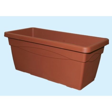 Vaso Rettangolare In Plastica Mod. Cassettone Colore Terracotta 60x32x27 Cm. (1/4)