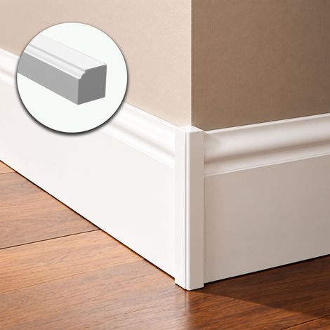 Angolari interno/esterno per battiscopa bianco - universale in polimeri – Kit 8 pezzi rifilabili 23x23x250 mm