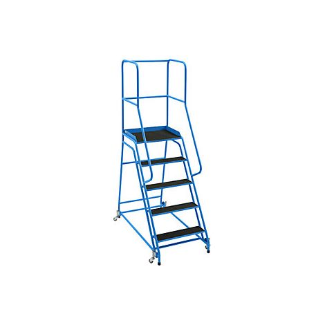 Escalera con tarima  rodante  plataforma y peldaños de goma
