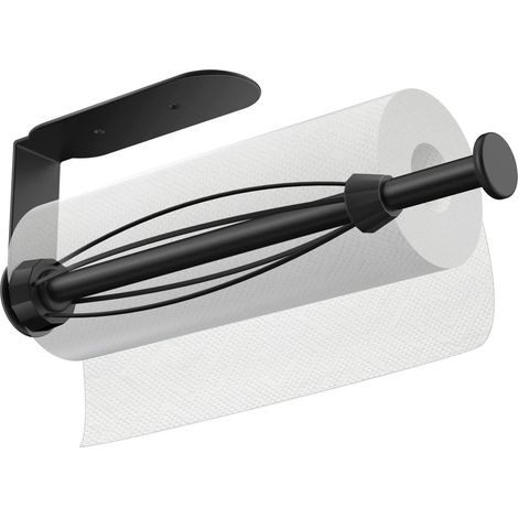 Papierhandtuchrollenhalter aus Edelstahl, mit Dämpfungsfunktion, Einhandbedienung, Küchen-Toilettenpapierhalter, Küchen-Papierhandtuchrollenhalter, schwarz.