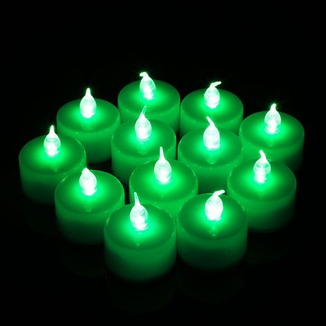 Bougie chauffe-plat électronique sans flamme à LED clignotante verte, décoration intérieure (1/5)