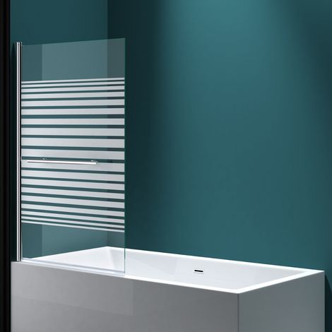 Durovin Bathrooms 1400 x 960mm Curved Over Bath Shower Screen 180° Pivot Door Glass Panels & Screens for Baths, 6mm Safety Glass (1/5)