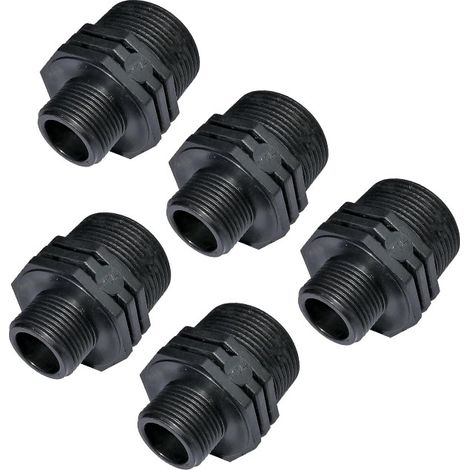 Pack 5 Machon roscado plastico 3/4''x1/2'' PN10, racores de compresion para roscar, doble rosca macho/macho