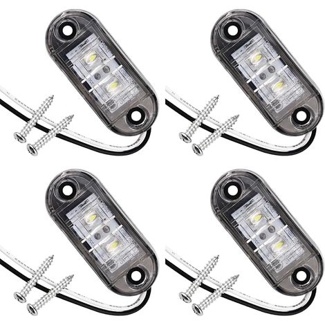Blanc 12 V/24 V Ovale LED latérales Feux, Ovale Avant et Arrière, Feu de Position pour Camion, Remorque, Van, Caravane, Bus,LED Feux de Marquage Latéral (1/5)