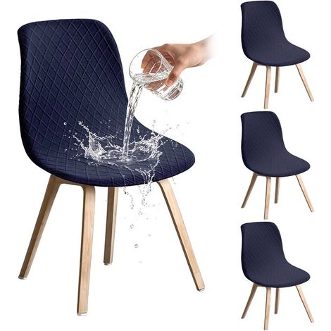 Fodere universali elasticizzate per sedie - Confezione da 4 - Blu scuro (1/5)