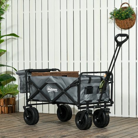 Bollerwagen mit Kühltasche, klappbar, Stahlrahmen, bis 100 kg, 113x57x77-100 cm, Dunkelgrau (1/5)
