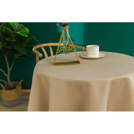 Nappe antitache unie beige ronde 160 cm - Beige - (1/5)