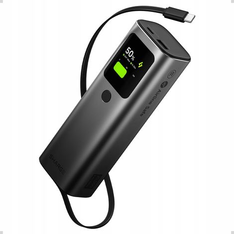 Batterie externe 20 000 mAh SHARGE avec câble USB-C rétractable de 165 m et charge rapide (1/5)