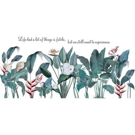 Frischer, botanischer nordischer Stil – dekorative Wandsticker für Schlafzimmer, Betthintergrund, selbstklebende Tapete – üppig