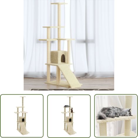INLIFE Arbre à chat avec griffoirs en sisal Crème 155 cm (1/5)