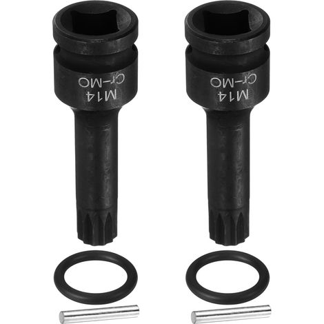2 Pièces Douille Hexagonale À Choc, Douille A Embase 1/2" M14 Triple Square 14mm Acier CR-MO 12 Cotes Douilles Triple Square Avec Goupille Joint Torique Pour Adaptateur Perceuse (1/5)