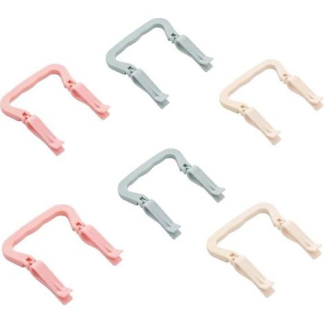 Lot de 6 Pinces Sac Poubelle Anti-Glisse Réutilisables en ABS 3 Couleurs Nordic Pink Beige Vert Pour Cuisine Salle de Bain Bureau (1/5)