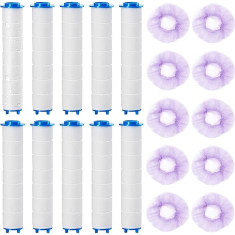 10 Pièces Filtre Douche Anti Calcaire, Filtre Anti Calcaire Douche, Douchette Universelle Filtre Remplaçable, 9,5x2.4 Cm Négatifs Pour Pommeau De Douche De Amovible, 10 Bonnets De Douche Inclus (1/5)