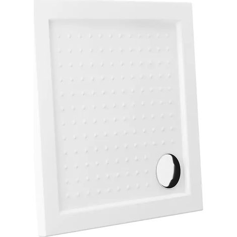 Piatto Doccia Quadrato 80x80cm in Acrilico Bianco Lucido Design Antiscivolo Altezza 4cm Mod. Tikos (1/5)