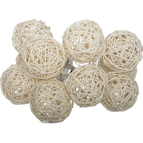 Lichterkette aus Rattan, batteriebetrieben, 10 LED, 162 cm