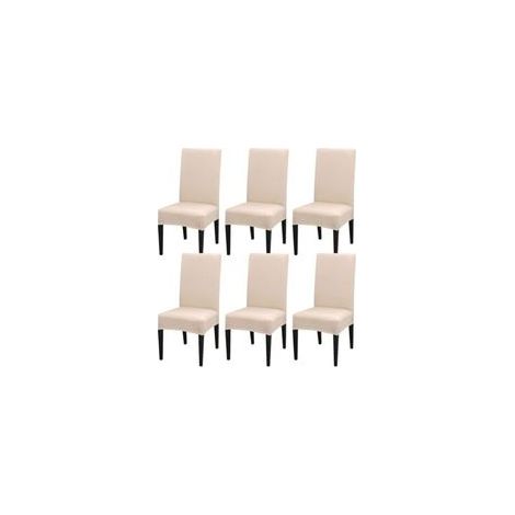 Housse de Chaise Extensible Lot de 6, housse de chaise salle à manger Universelle Lavables, Couverture de Chaise Facile à Nettoyer pour Décor Salle à Manger Hôtel Restaurant housse de chaise Beige (1/4)