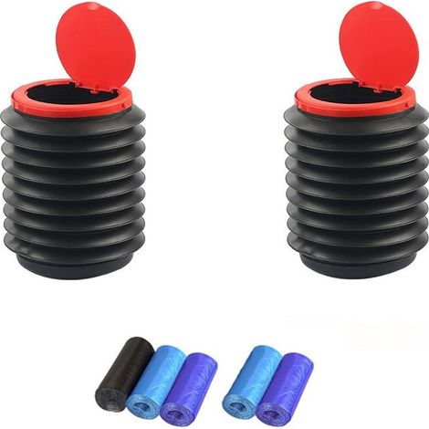 2 Pièces Portable Poubelle Seau de Voiture rétractable, avec 100 sacs poubelles,Poubelle Pliante Voiture Stockage MultifonctionnelPour Camping Les Voyages En Plein Air (1/5)