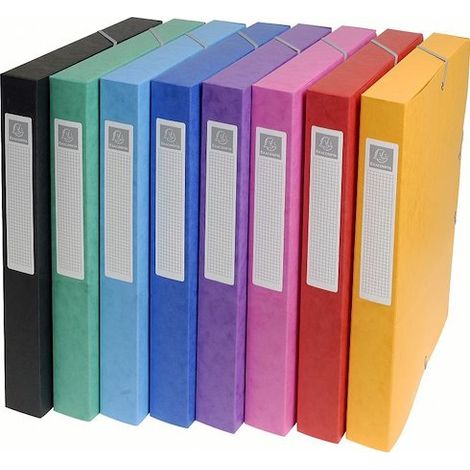 Boîte de classement en carte lustrée 600g – Dos 2,5 cm – Coloris assortis pour documents A4 – Fermeture élastique sécurisée – Zanvic